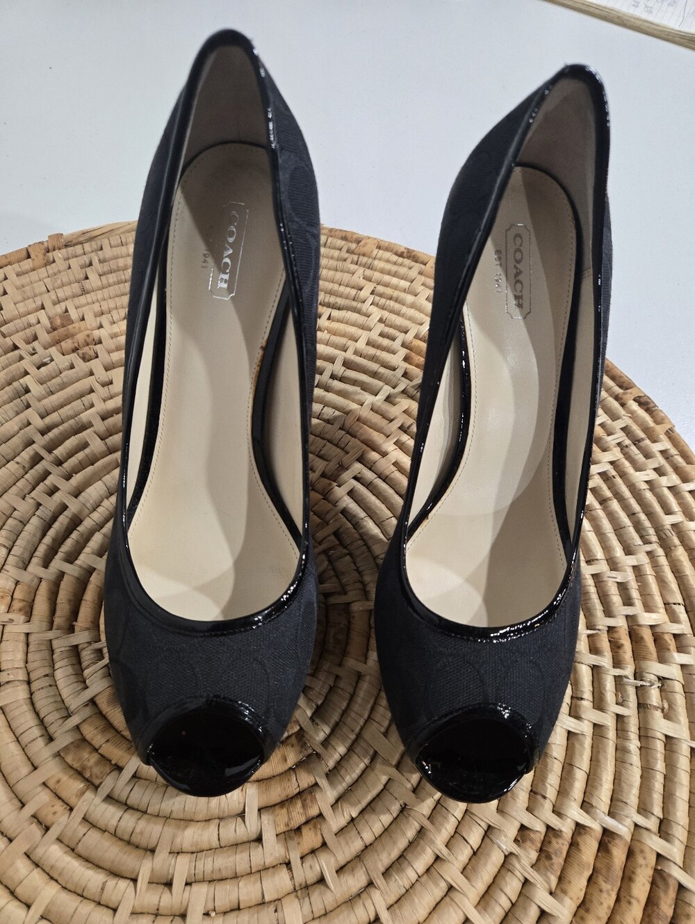 Coach Breana Monogram Peep Toe Heels - Picture 5 of 10